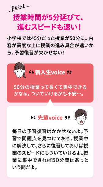 授業時間が5分伸びて、進むスピードも速い